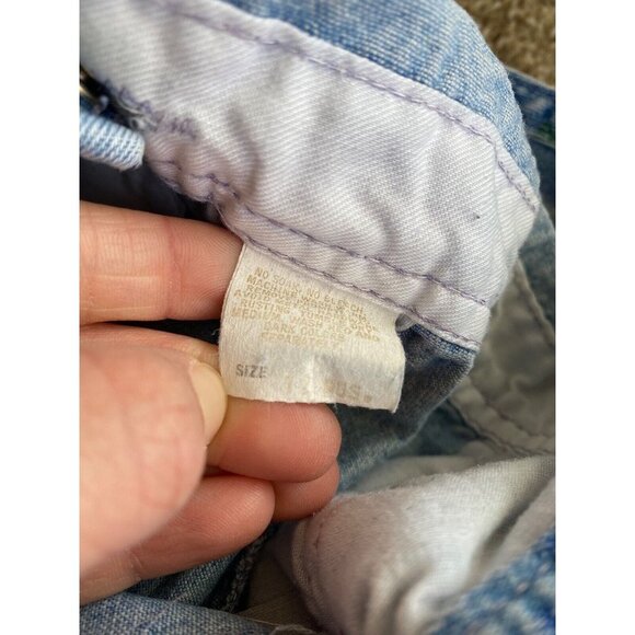 VTG OshKosh B'Gosh Size 12 Months Blue Faded Paint Splatter Overalls RARE! - Picture 6 of 9